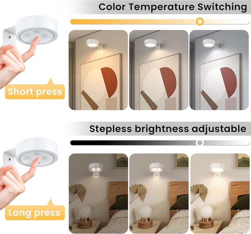 KELUOLY 4-Pack Battery Picture Lights, Remote Painting Light for Art Disaplay,Magnetic LED Wall Picture Light, Dimmable & Timer, 3 Lighting Modes Art Display Light for Gallery Dartboard Frame Pictures, White - Image 4